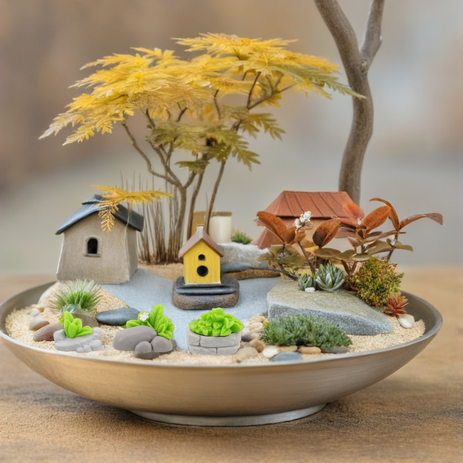Bonsai Garden Layout - 12Pcs 미니어처 인공 돌 잔디 장식품
