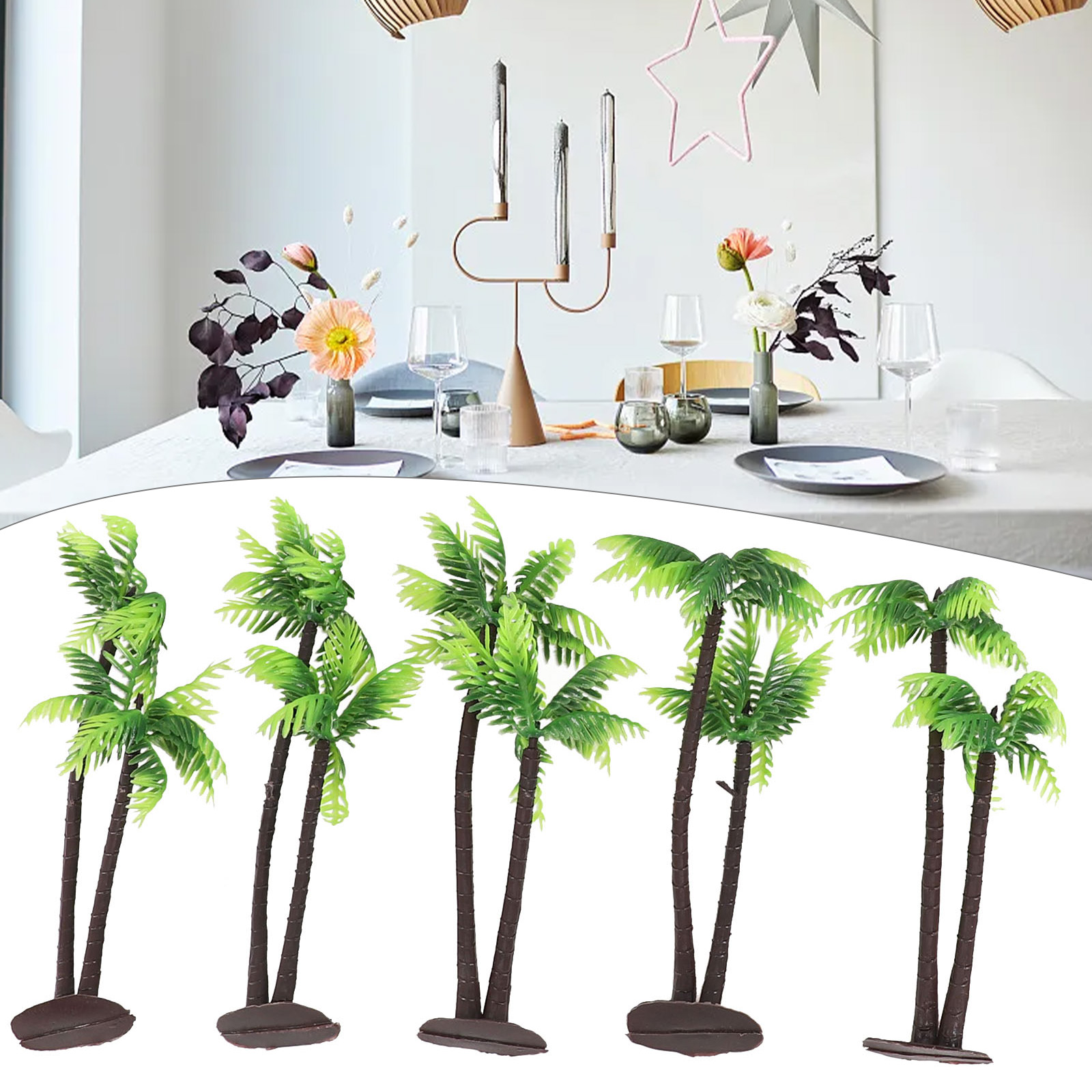 5개의 수공예풍 코코넛 야자수 장식품, 테라리움 장식, - Bonsai Garden Layout 리뷰 및 가격