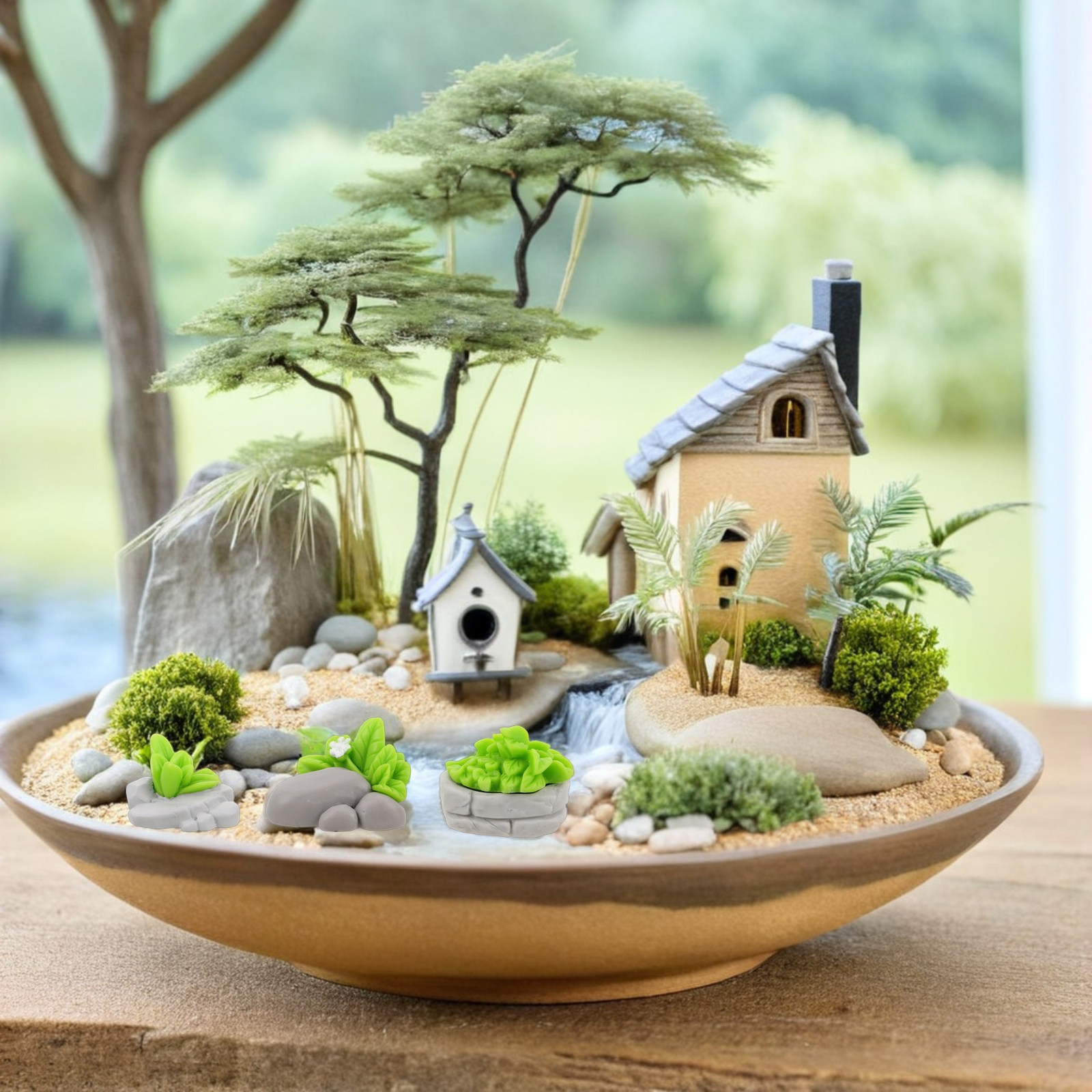 12Pcs 미니어처 인공 돌 잔디 장식품 수족관 테라리 - Bonsai Garden Layout 리뷰 및 가격