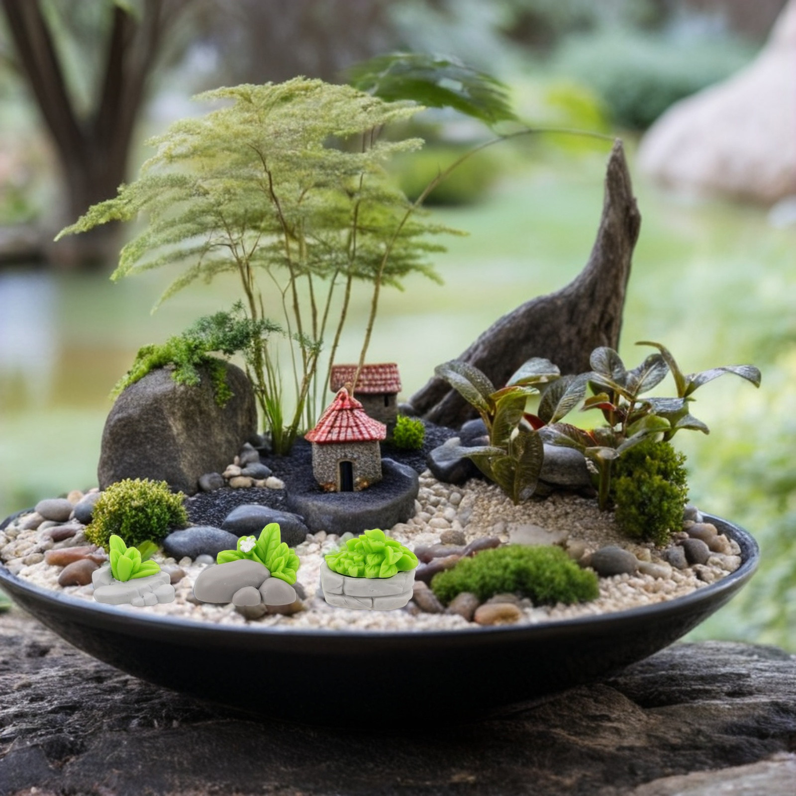 12Pcs 미니어처 인공 돌 잔디 장식품 수족관 테라리 - Bonsai Garden Layout 리뷰 및 가격