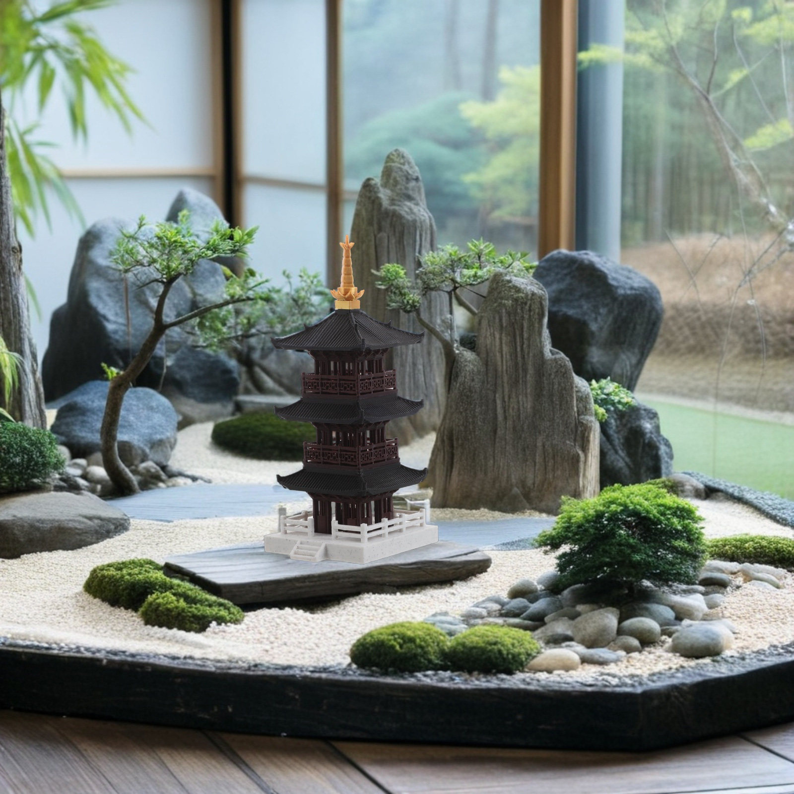 중국식 탑 조각 미니어처 3층 타워 장식품 (어항, 테 - Bonsai Garden Set Up 리뷰 및 가격