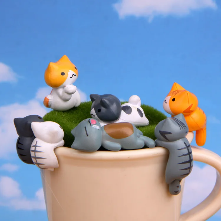 6개/세트 만화 행운의 PVC 고양이 집 정원 분재 장 - Bonsai Garden Japan 리뷰 및 가격